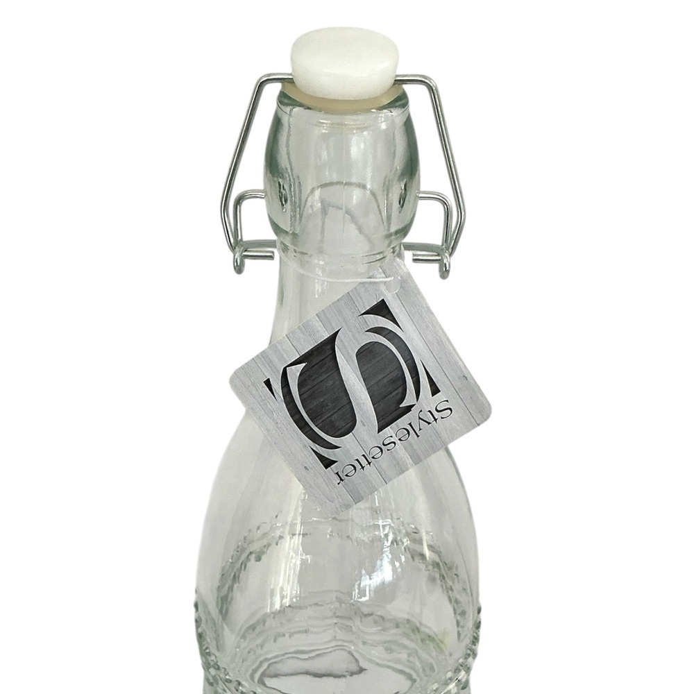 Stylesetter Clear Glass Beaded Dot Bottle with Swing Top Tight Seal Stopper - Picture 3 of 16